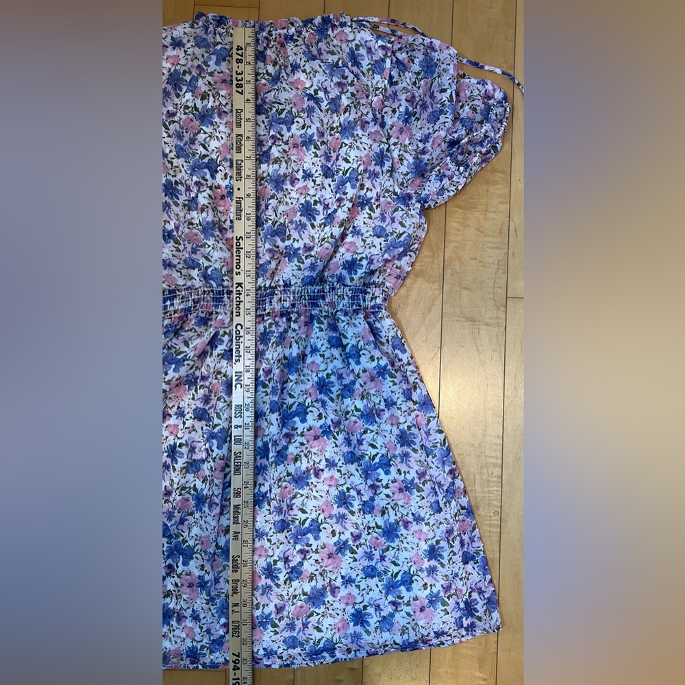 NWT- LUSH Floral Print Short Sleeve Dress w.Elasticated Waist&Frill Collar- Sz L - Picture 10 of 12
